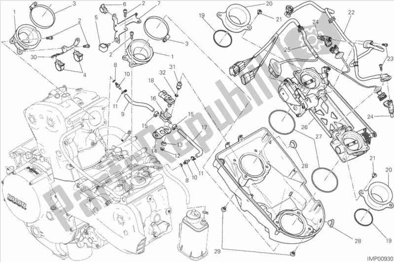 Alle onderdelen voor de Gasklephuis van de Ducati Monster 1200 S Stripes USA 2016